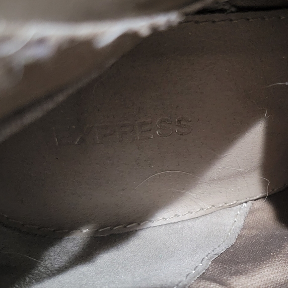 Express Grey Faux Leather Lace Up Heeled Boots Size 7 - Picture 5 of 8